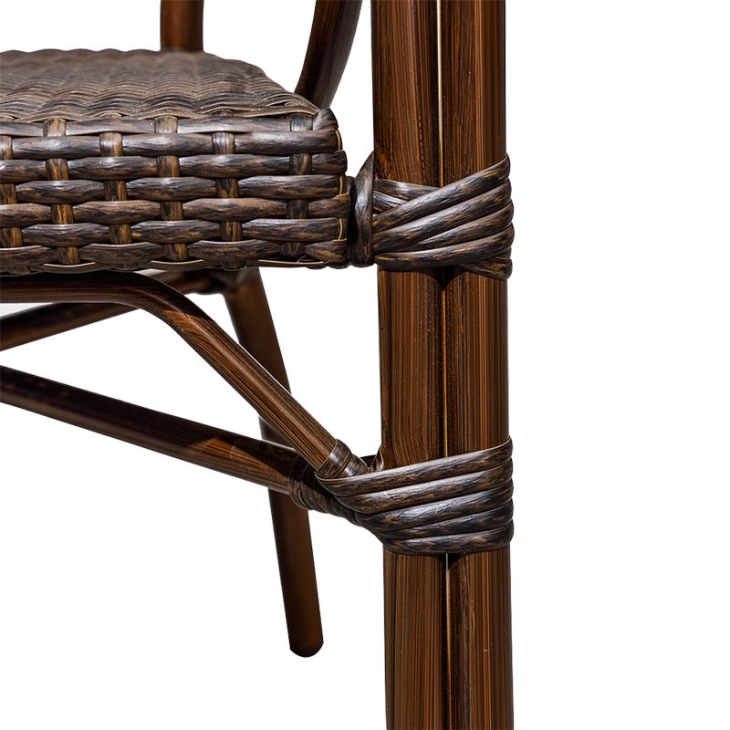 Tropical Rattan Brown Armed Chairs with Arm Patio Dining Chair