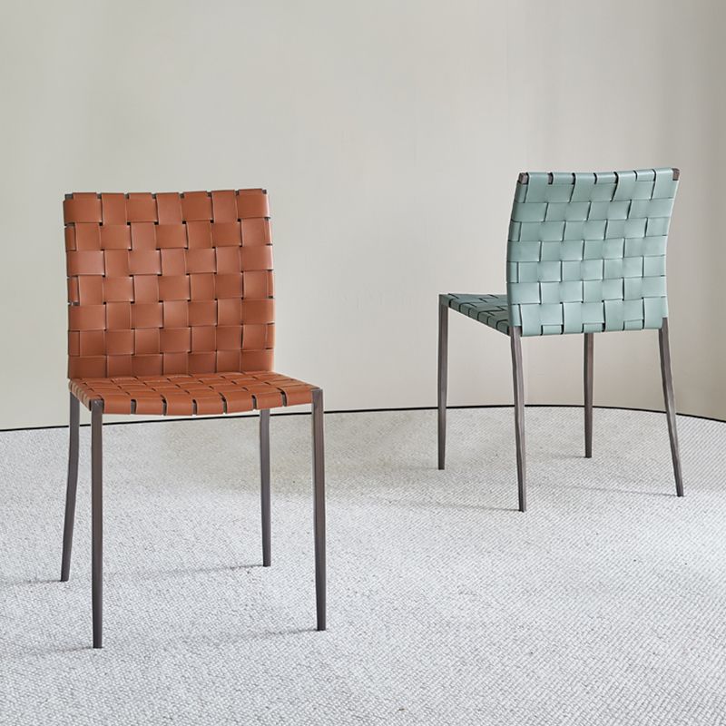 Faux Leather Kitchen Dining Chairs Armless Dining Chairs with Metal Legs