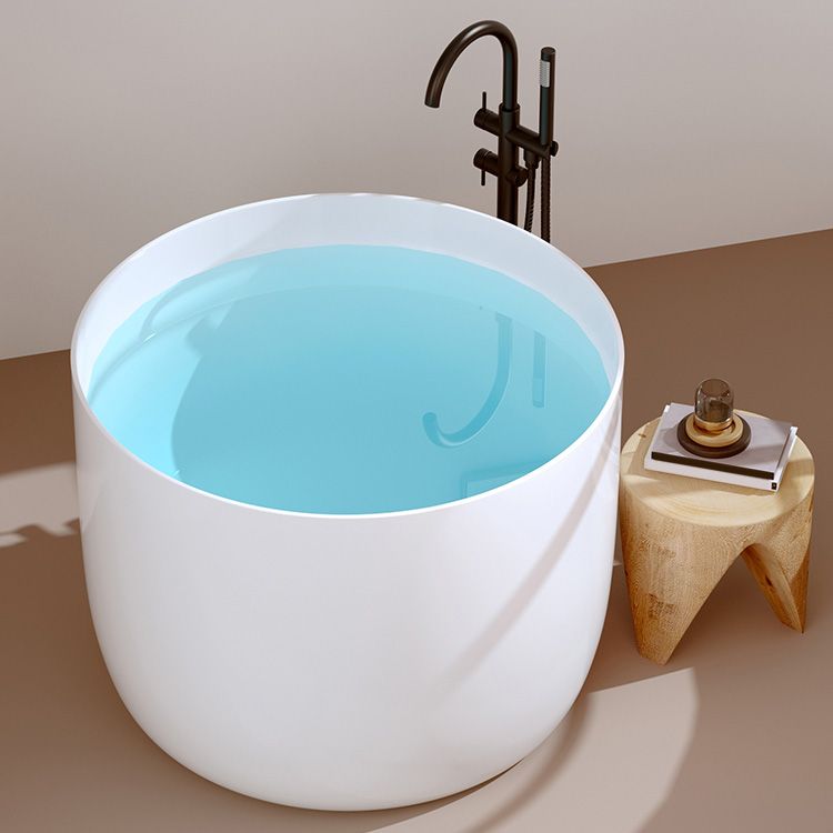 Round Soaking Bathtub Antique Finish Acrylic Freestanding Bath Tub