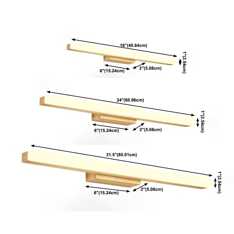 1 luz de pared lineal de luz iluminación de pared de madera de estilo moderno para baño de ducha
