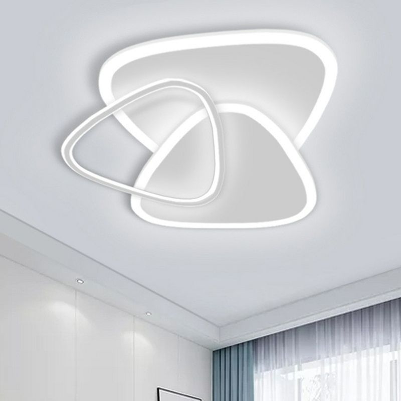 Triangular Flush Light Modern Style Bedroom LED Flush Ceiling Light Fixture in White