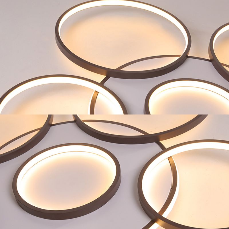 4/5-Halo Ring Ceiling Lighting Modernity Acrylic LED Black Flush Mount Light Fixture in Warm/White Light, 27.5"/33.5" W