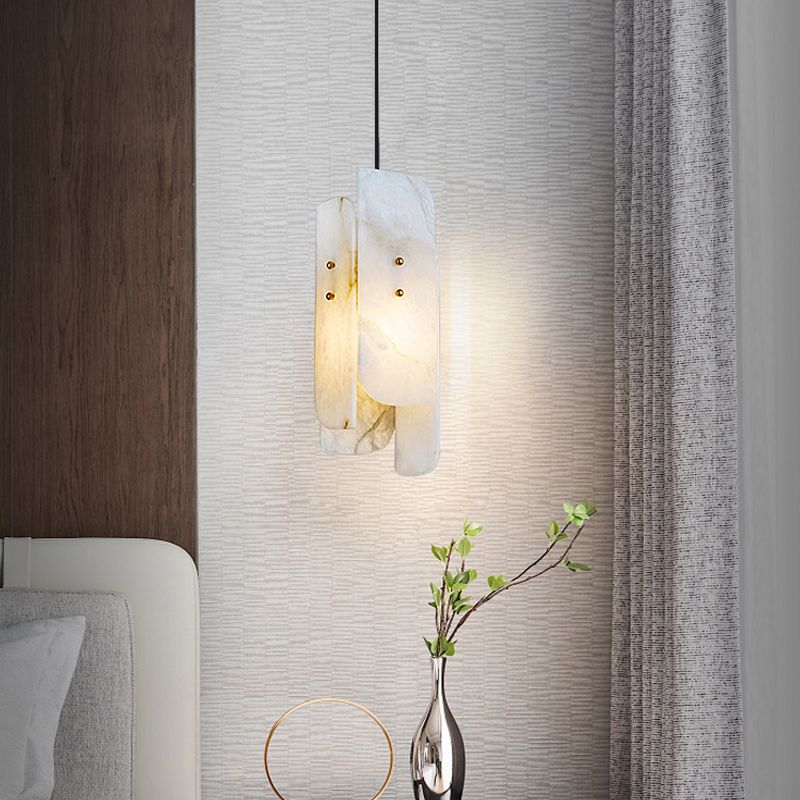 Unique Shape Hanging Lighting Modern Style Marble 1 Light Pendant Lamp for Bedroom
