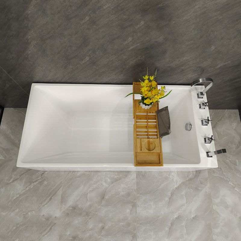 Modern Style Acrylic Rectangular Tub White Bath Tub with Internal Drain