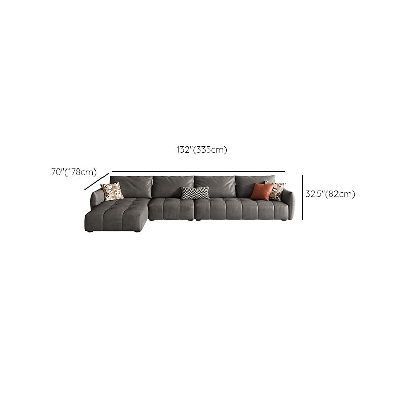 32"H Mid-Century Modern Sectional Sofa Leather Stain-Resistant Sleeper Sectional