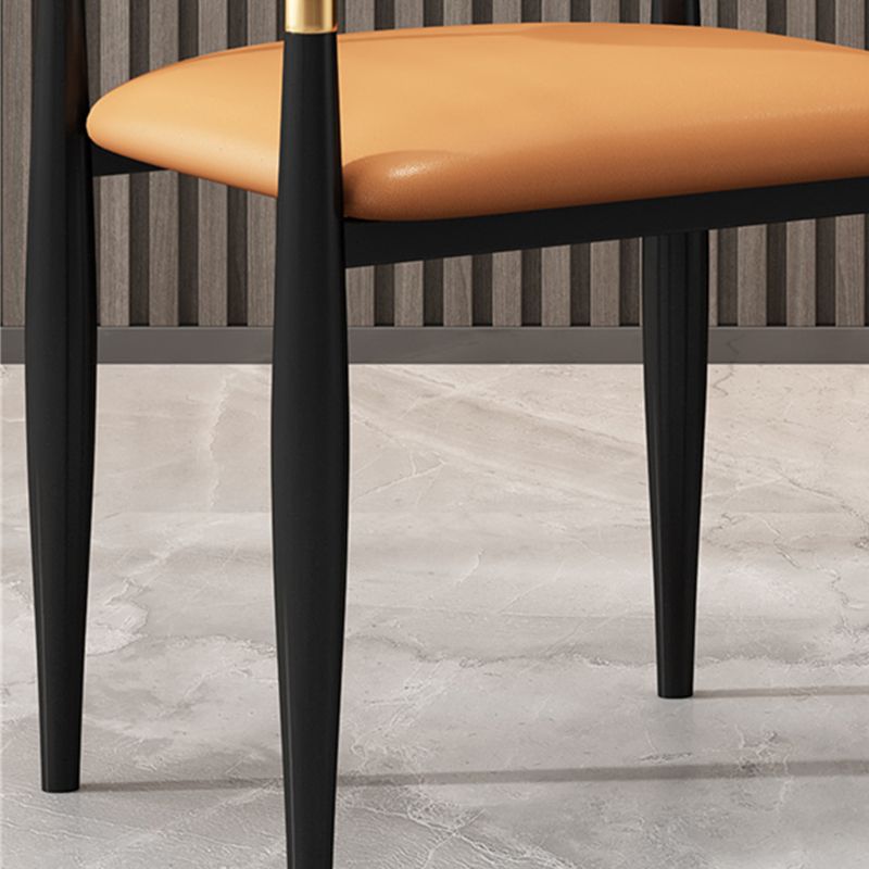 Metal Industrial Side Chair Metallic Finish Open Back Dining Arm Chair