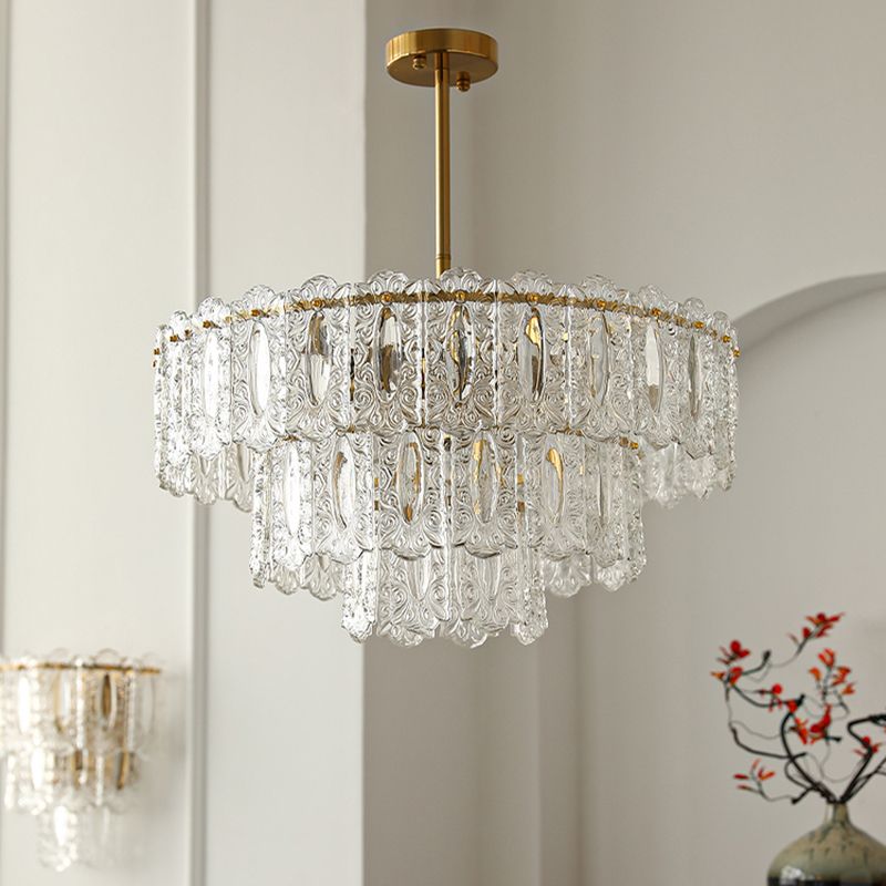 Contemporary Style Geometry Pendant Chandeliers Glass Chandelier Lighting Fixtures in Gold