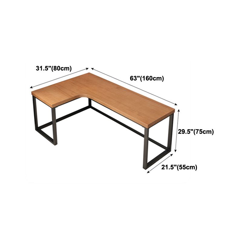 L-Shaped Modern Study Table Fixed Writing Table of Pinewood Solid Wood without Cabinet