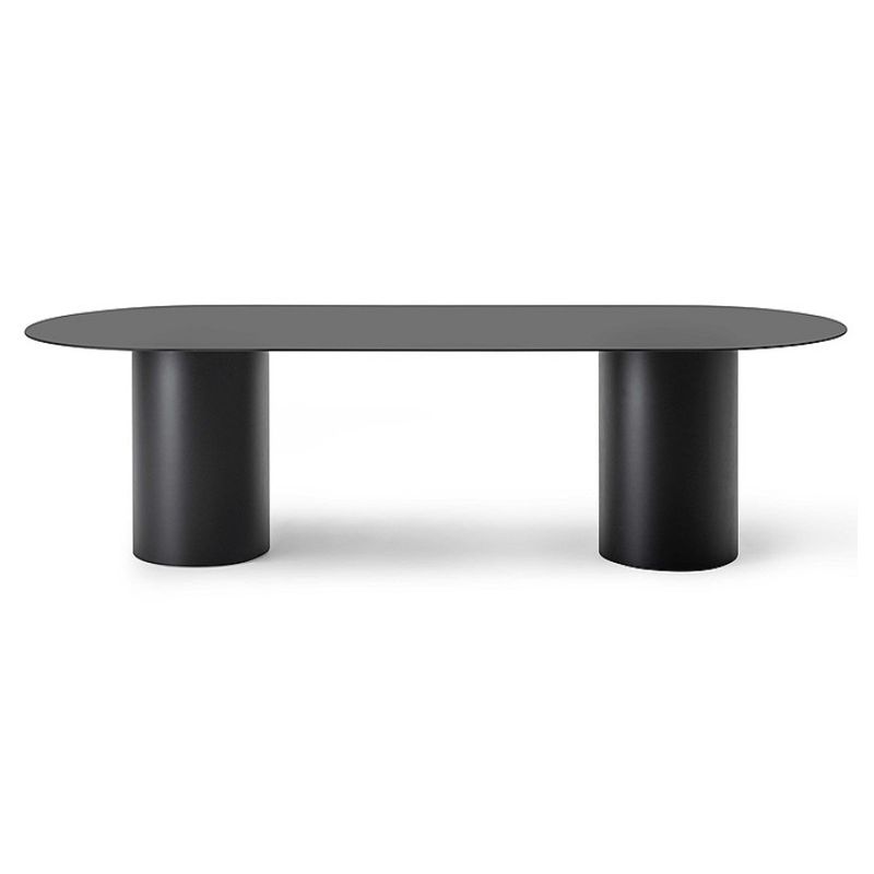 Muebles ovales de estilo contemporáneo Mesa de comedor de madera maciza de doble pedestal