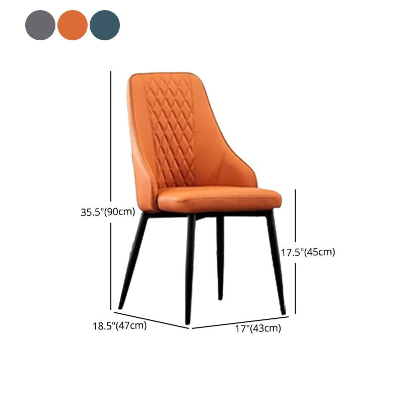 Modern Dining Parsons Chair Armless Chairs with Metal Legs for Kitchen