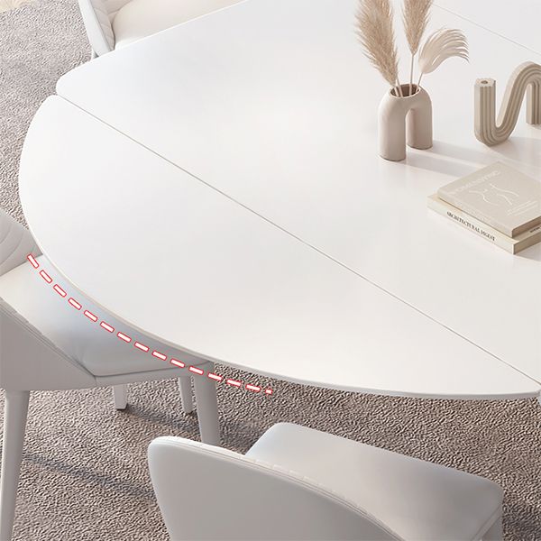 Contemporary White Round Stone Dining Table with 4 Steel Foot