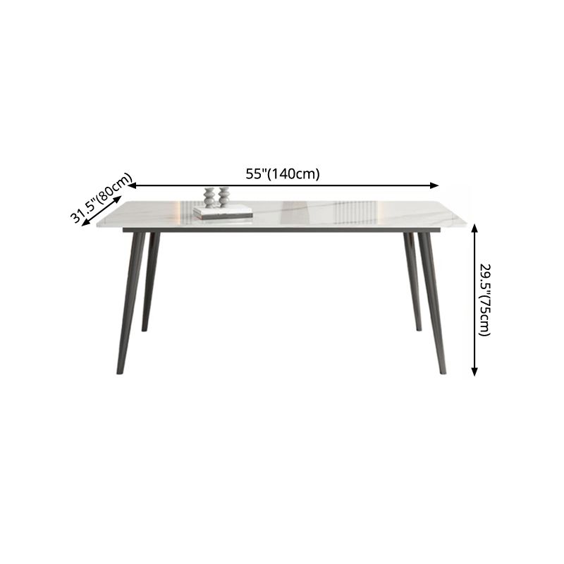 Mesa de comedor rectangular industrial de metal Mesa de comedor de piedra sinterizada con 4 piernas negras