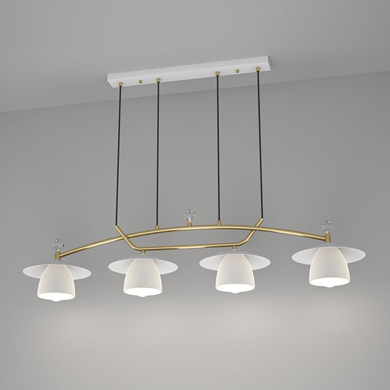 Modern Metal Pendant Light Dome Shape Island Light with Glass Shade for Living Room