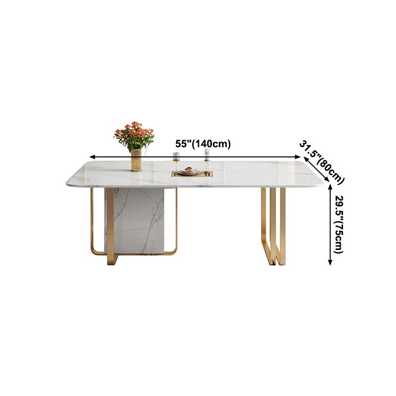 Luxus gesinterte Stein Tisch Rechteck weißer Tisch mit Metallpodest
