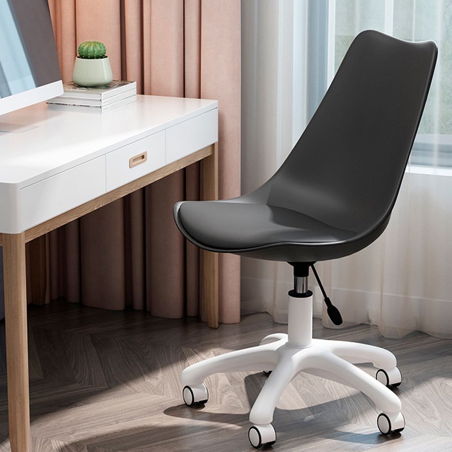 Modern White Nylon Desk Chair with Low Back Home Office Chair