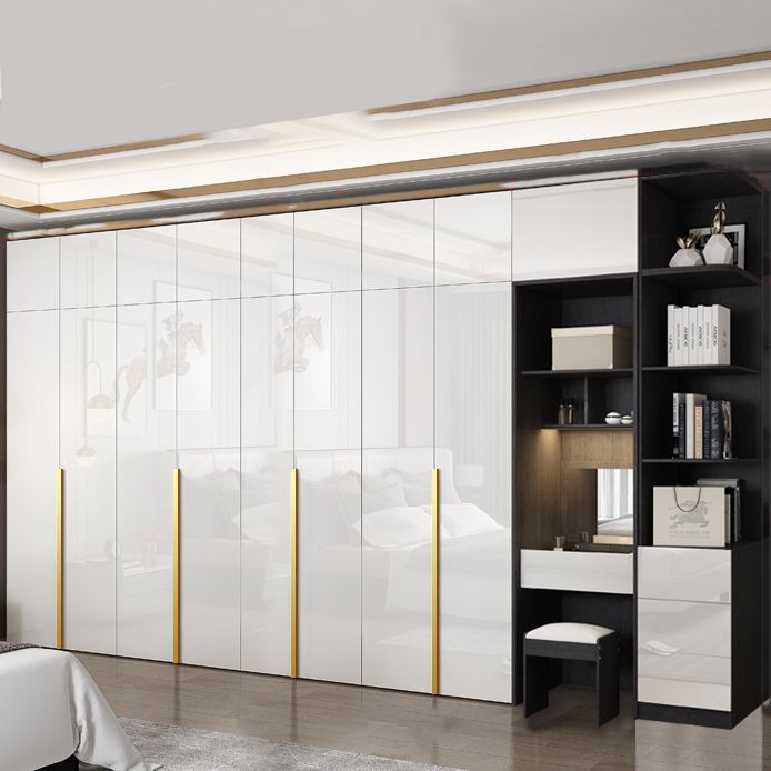 Hinged Wardrobe Cabinet with Garment Rod Modern Storage Cabinet