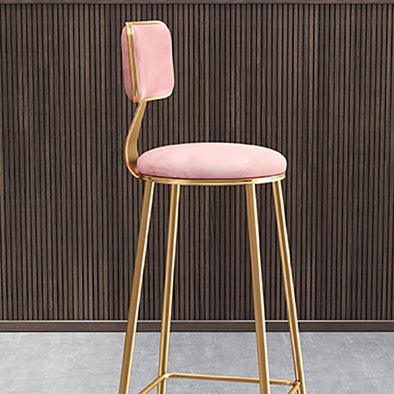 Nordic Glam Bar Stool Round Counter Bar-Stool with Metal Legs