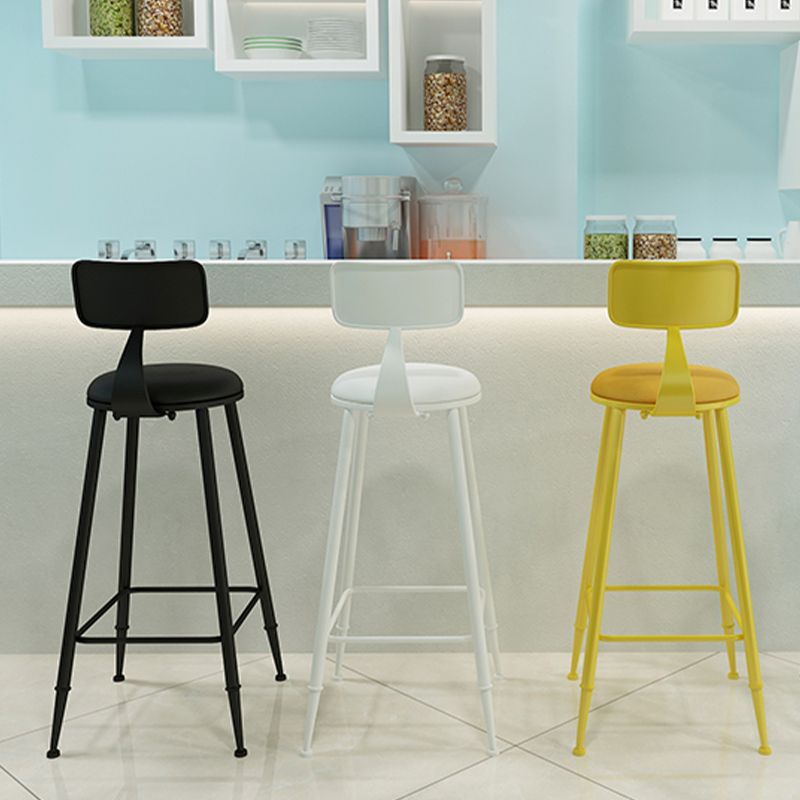 Scandinavian Metal Barstool Leather Barstools in Matte Finish for Indoor
