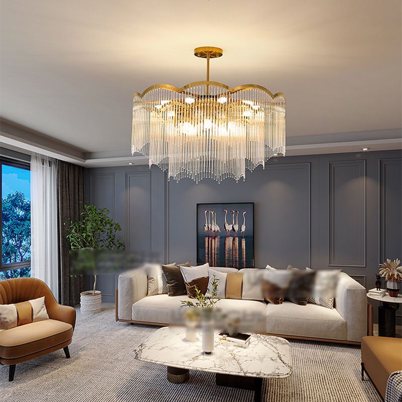 Accesorios de iluminación de araña circulares múltiples luces colgantes de vidrio de estilo moderno
