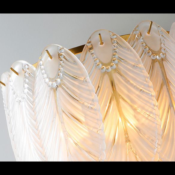 Modern Luxury Style Feather-shaped Wall Sconce Glass Sconces for Living Room