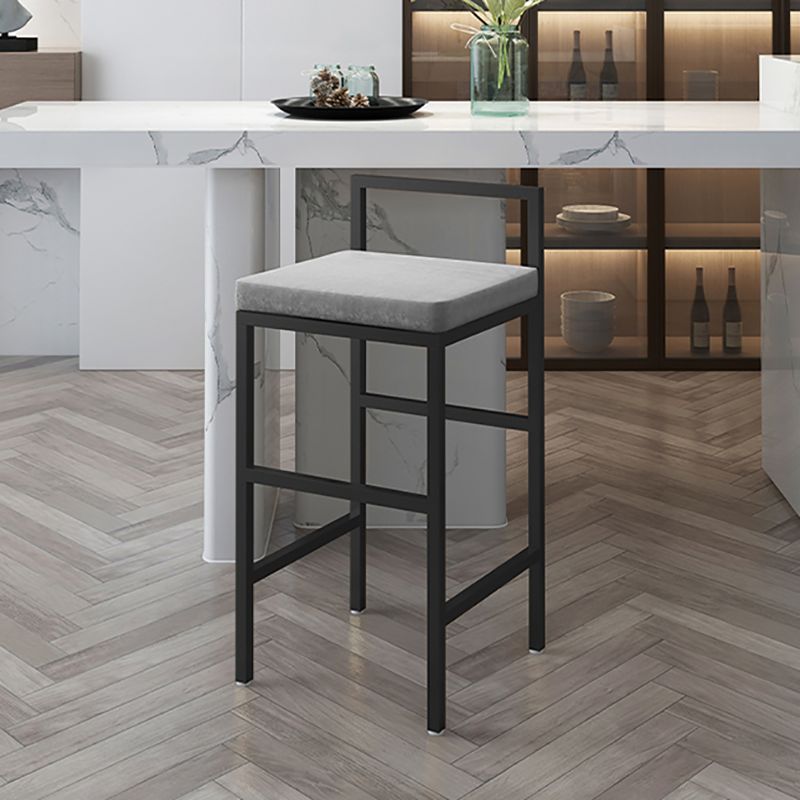 Glam Style Upholstered Barstool Square Bar Height Stool for Living Room