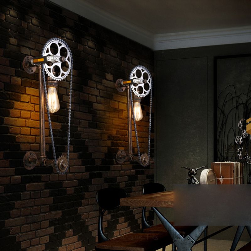 Bar Antique Bronze Iron Wall Mount Lamp Industrial Water Pipe Wall Light Sconces