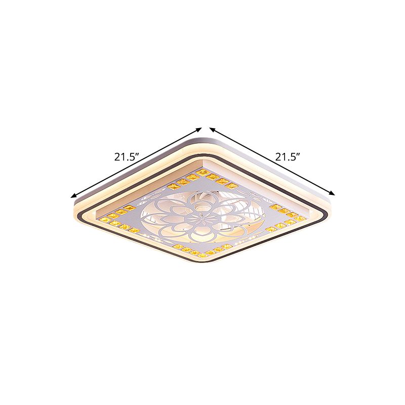 7 Blades LED Square Semi Flush Light Modern Wit Crystal Blocks Hanger Lamp, 21,5 "breed