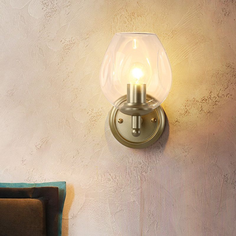 Coppa contemporanea Sconce Clear Digipled Blown Glass 1 Fun a monte della testa Lampada in oro