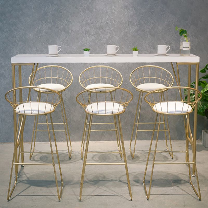 Modern Rectangle Solid Wood Bar Table Metal Base Dining Table