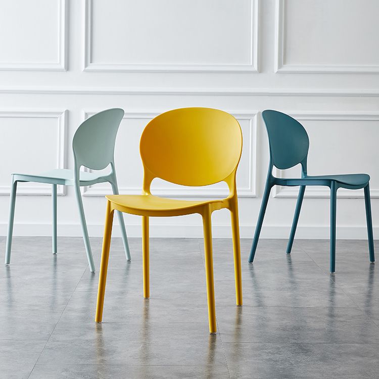 Plastic Contemporary Dining Room Chairs Matte Finish Open Back Dining Side Chairs