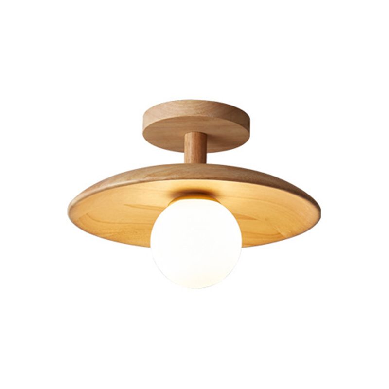 Japanese Style Wooden Ceiling Light Circle Shape Ceiling Lamp for Bedroom