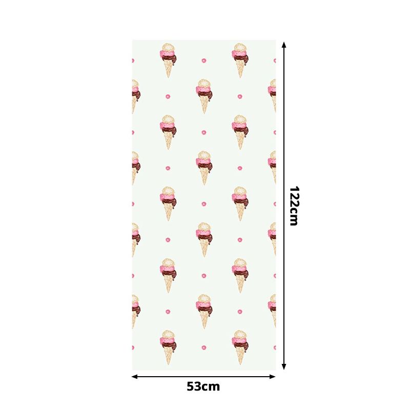 Ice Cream Adhesive Wallpaper Panels Cartoon Yummy Food Wall Art in Brown, 4' x 20.5"
