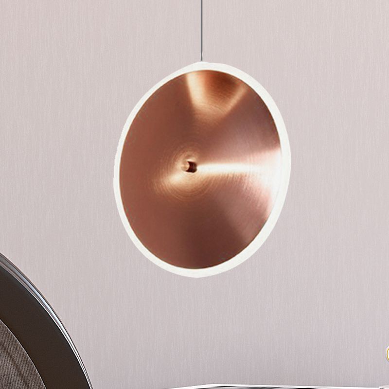 8 "/12"/16 "W Disco vertical Luz colgante Post moderna colgante de suspensión de oro de rosa de acrílico en luz cálida/blanca
