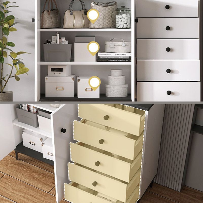 Contemporary Engineered Wood Storage Chest Bedroom Chest in White with Drawers