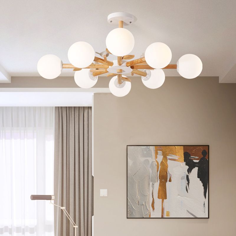 Moderner Stil hölzerne Kronleuchter Decke Hängende Leuchte mit kleinem Vogel