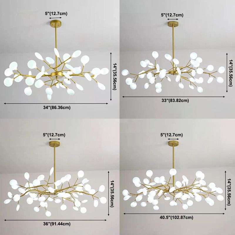 Lámpara de techo dorada contemporánea Candelera de techo de luz múltiple acrílico para sala de estar