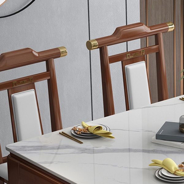 Stone Dining Room Collection Midcentury Style Rectangle 4 Legs Furniture for Home