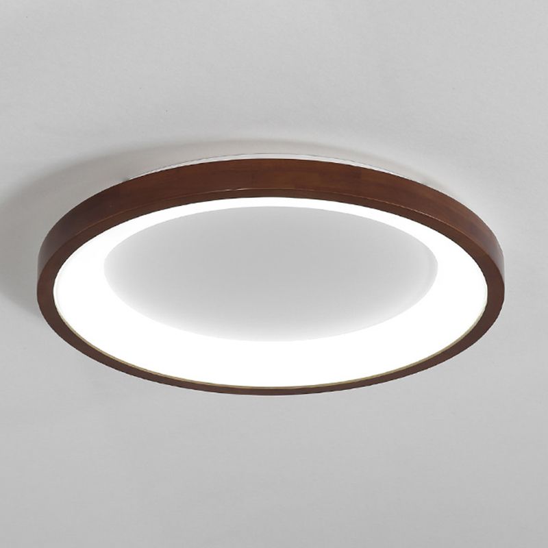 Modern Single Brown Flush Mount Lighting Wooden Ceiling Light for Bedroom