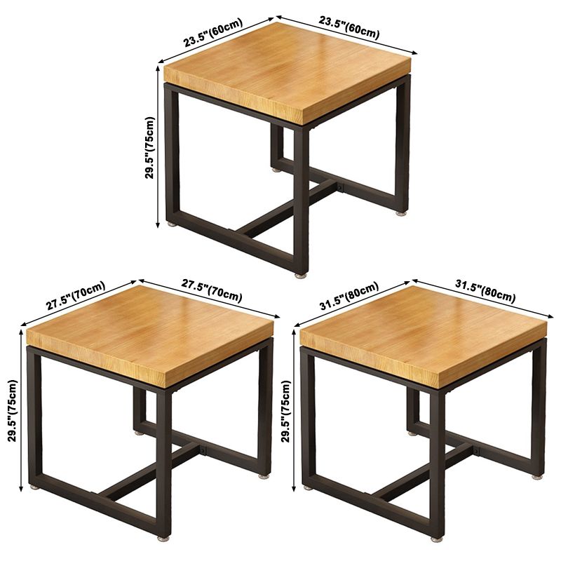 Mesa de comedor industrial de madera maciza, mesa cuadrada con base de caballete para comedor