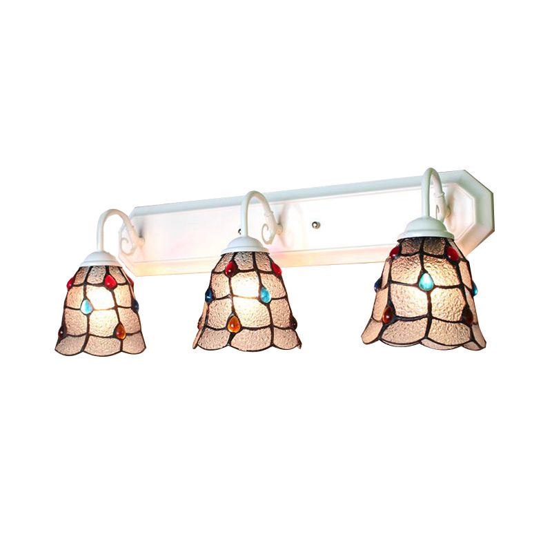 Clear Dimple Glass Flared Sconce Light Tiffany 3 Heads White Wall Mounted Light Fixture