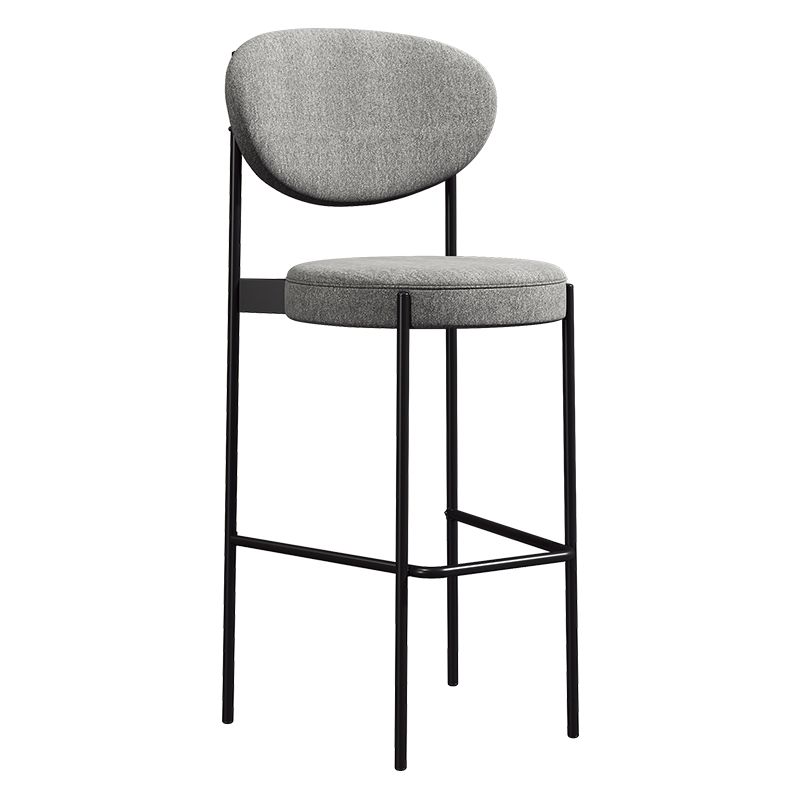 Industrial Upholstered Armless Bar Stool Round Seat Bar Chair with Metal Legs