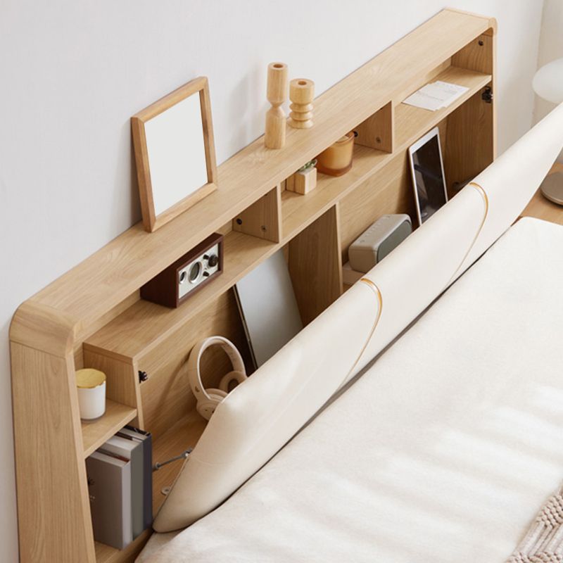 Nordic Solid Wood Bookcase Included Bed Frame Lift Up Storage Bed