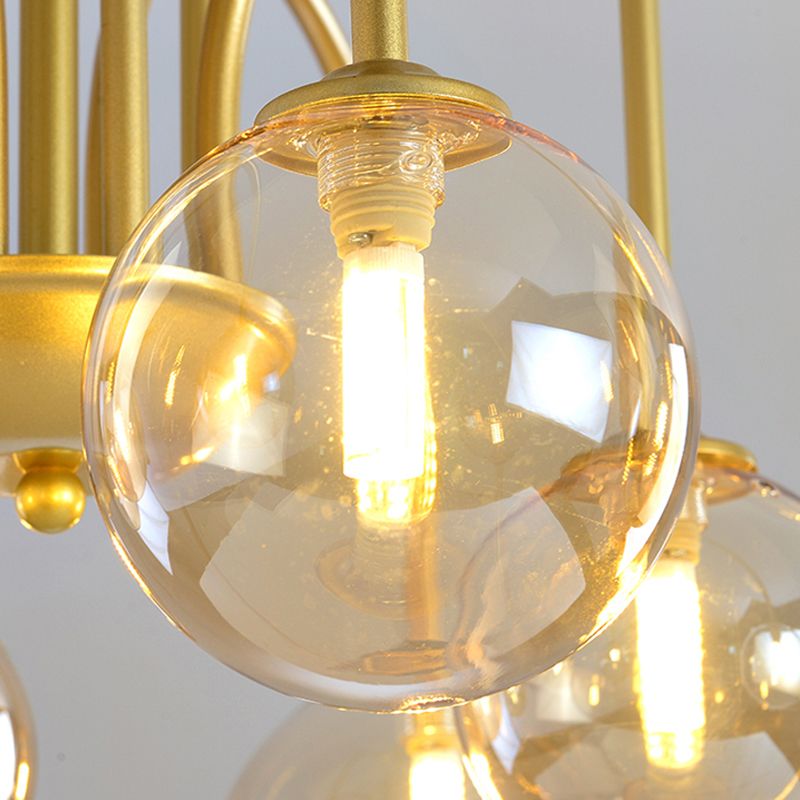 Modern Artistic Globe Hanging Lamp Lacquered Iron Indoor Chandelier with Glass Shade