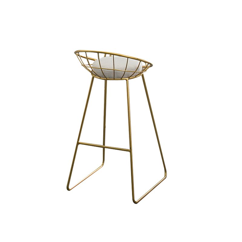 Contemporary Bar Stool White Cushion Barstool with Metal Legs