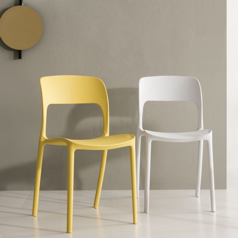 Nordic Style Armless Side Chairs Open Back Chairs with Plastic Legs for Home Use