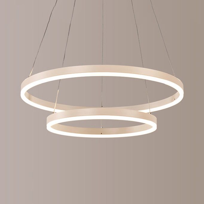 1/2/3-Light Living Room Chandelier Pendant with Ring Acrylic Shade Brown/Black/White Ceiling Light in Warm/White/Natural Light