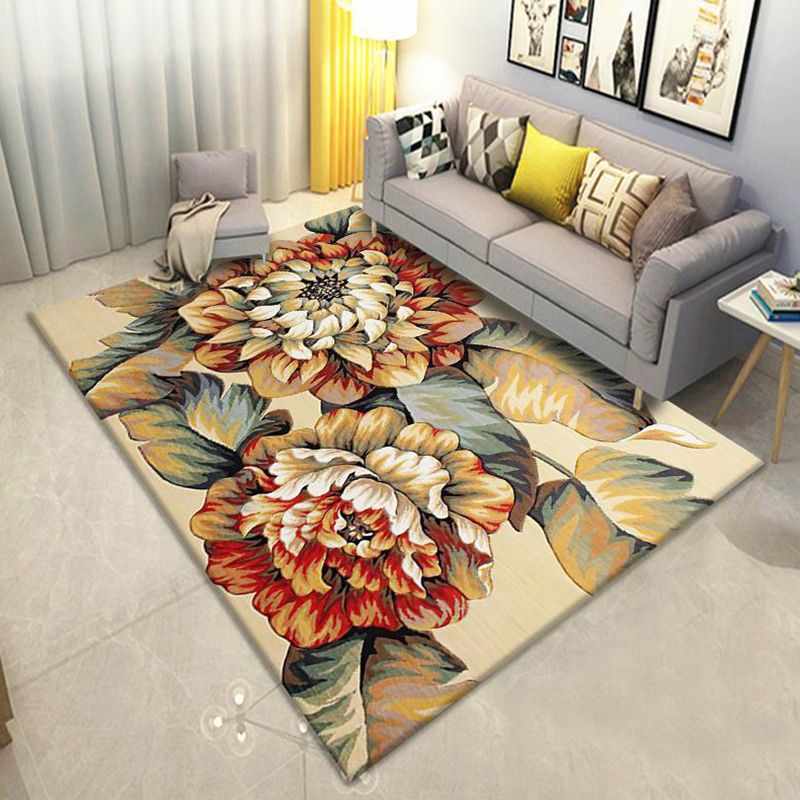 Gorgeous Plant Pattern Rug Modern Individuality Carpet Polyester Washable Carpet for Home Decoration