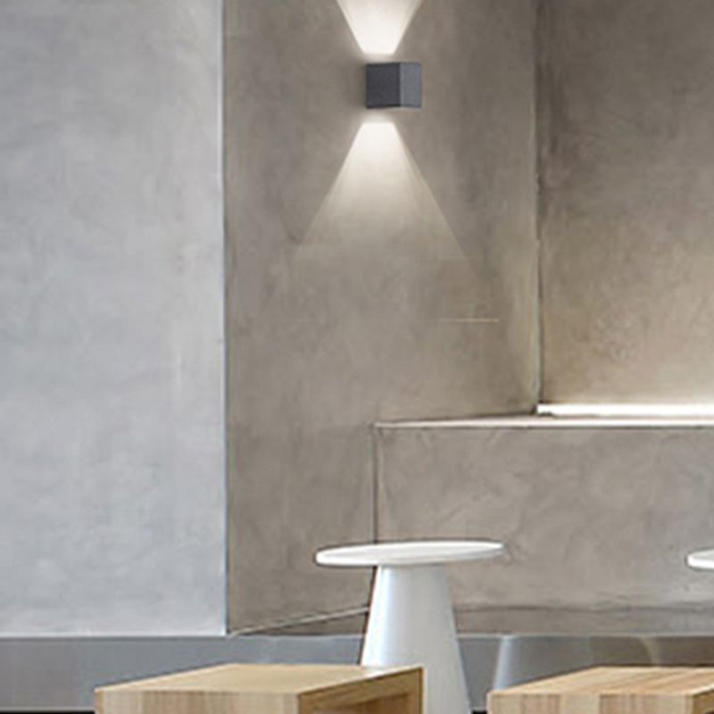 Lámpara de luz cuadrado Lámpara de pared moderna de 1 luz con sombra de cemento gris