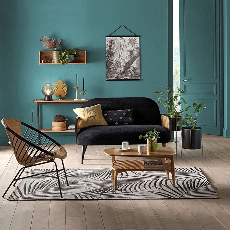 Modern Velvet Sofa 31"W Recessed Arm Tight Back Sofa with Living Room