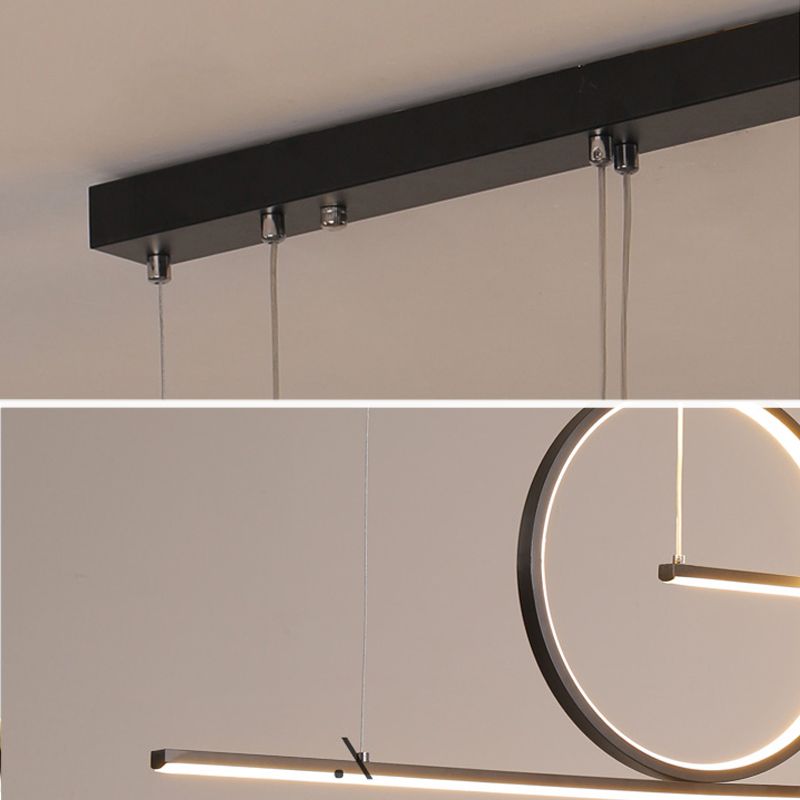 3 Light Linear Island Lights Contemporary Metal Island Light Fixture for Kitchen